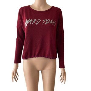 Colins Hard Times Tshirt Long Sleeve Burgundy Womens Size XS Stretch
